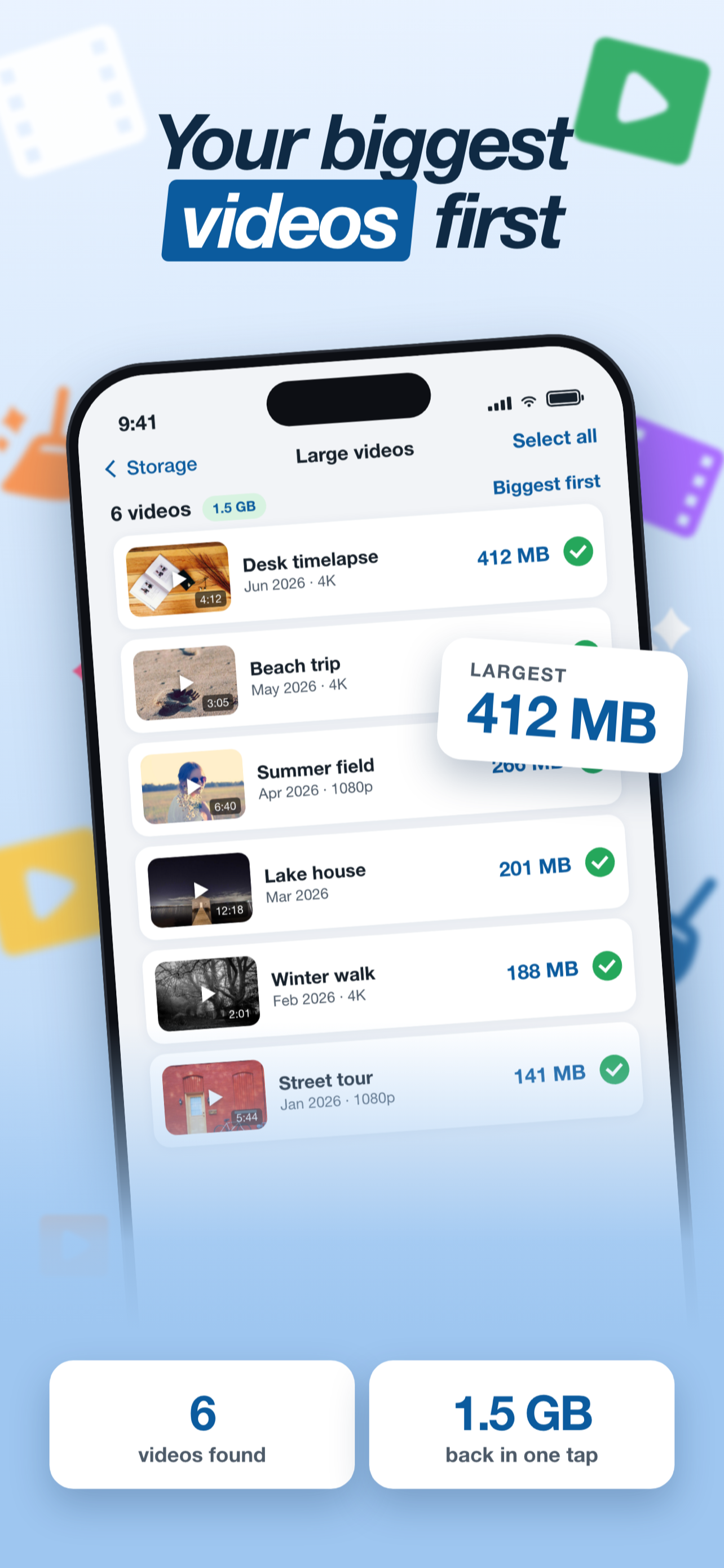 Large videos cleaner